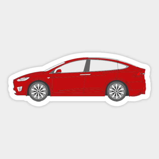 Tesla Model 3 Red Outline Sticker by dgc